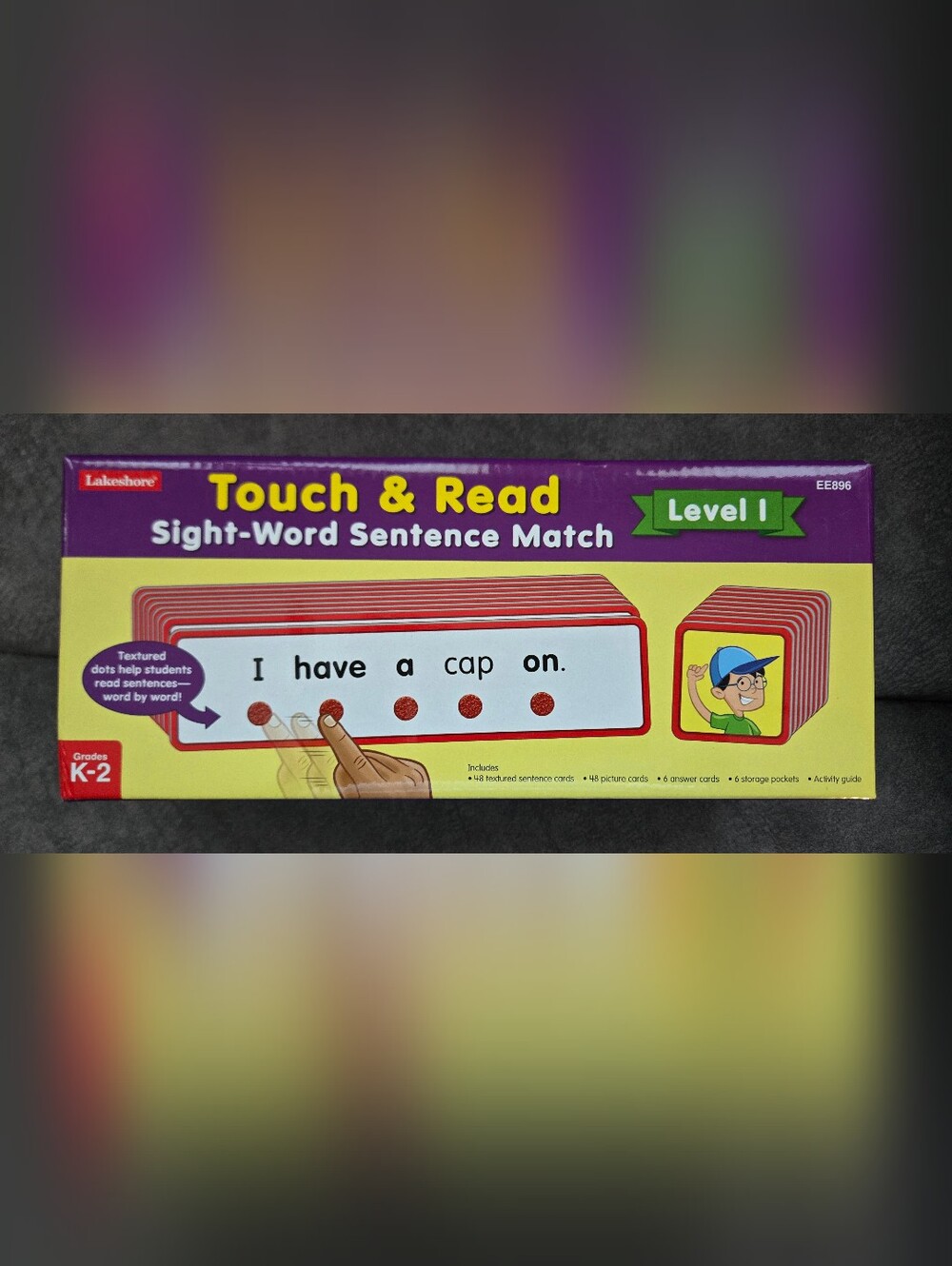 Lakeshore Touch & Read Level 1 Sight-Word Sentence Match - Yellow/Purple